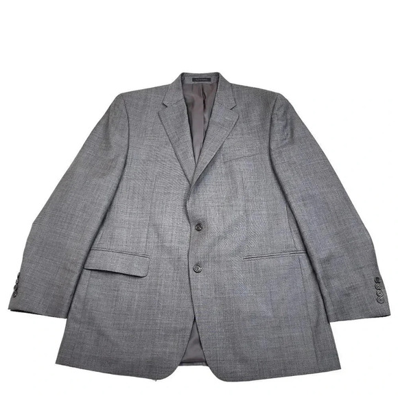 Chaps Men's 44L Suit Jacket Gray Wool 2 Button - Picture 1 of 13